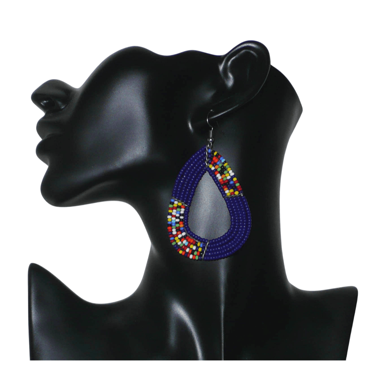 Parure de bijoux kenyans bleu marine et multicolores