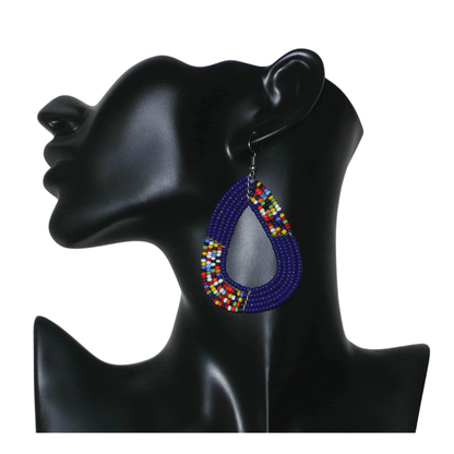 Parure de bijoux kenyans bleu marine et multicolores