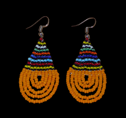 Boucles d'oreilles ethniques orange clair et multicolores