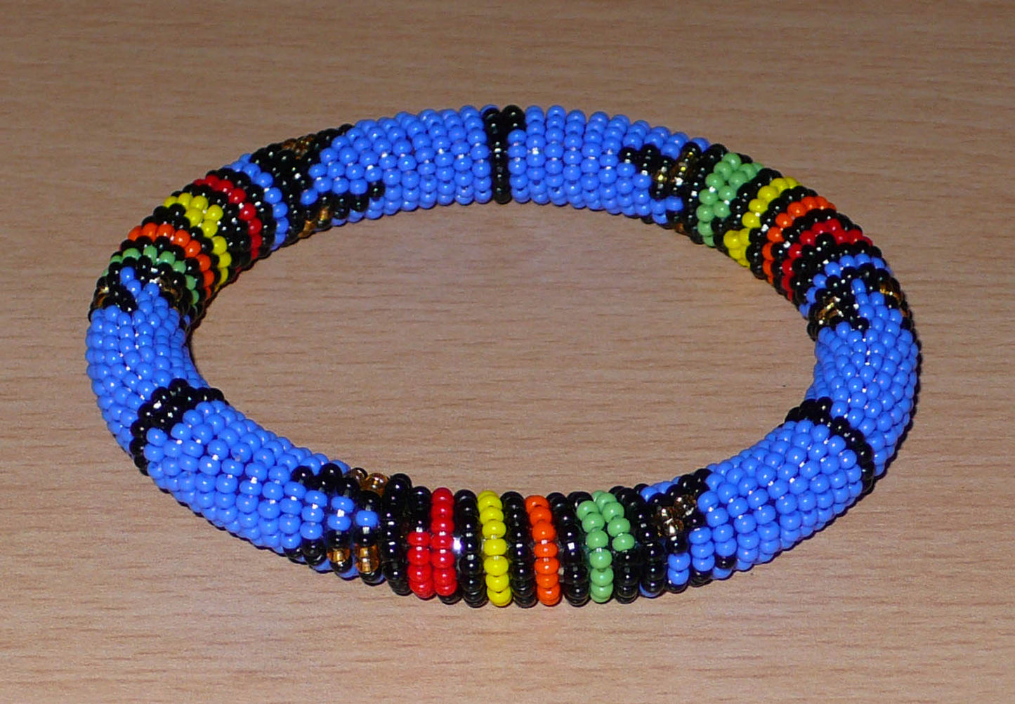 Bracelet africain zoulou bleu et multicolore