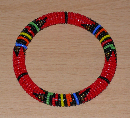 Bracelet africain zoulou rouge