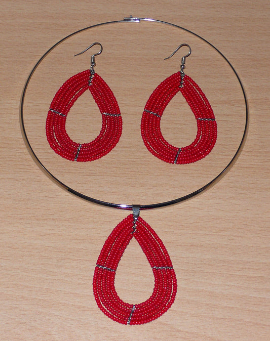 Parure de bijoux Massai rouges